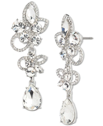 Givenchy Silver-tone Crystal Petal Statement Earrings In White