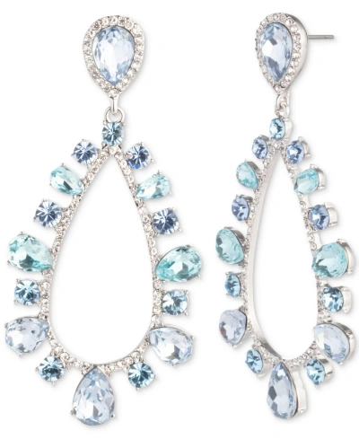 Givenchy Silver-tone Crystal Statement Orbital Drop Earrings In Navy