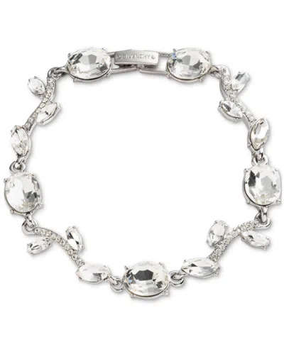 Givenchy Silver Tone Crystal Stone Viney Flex Bracelet In White