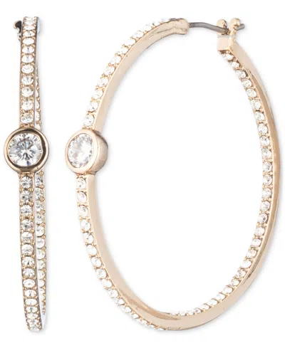 Givenchy Silver-tone Medium Pave & Cubic Zirconia Hoop Earrings, 1.27" In Gold