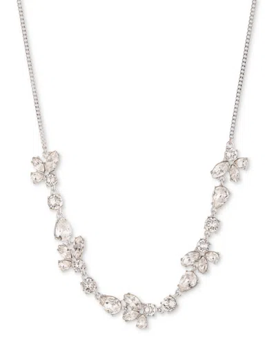 Givenchy Silver-tone Mixed Crystal Statement Necklace, 16" + 3" Extender In Crystal,silver