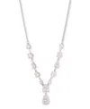 Givenchy Silver-tone Mixed Cubic Zirconia Lariat Necklace, 16" + 3" Extender In Silver,white