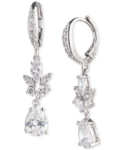Givenchy Silver-tone Mixed Cut Cubic Zirconia Double Drop Earrings In Crystal Wh