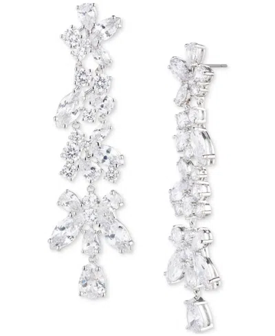 Givenchy Silver-tone Mixed Cut Cubic Zirconia Linear Drop Earrings In Crystal Wh