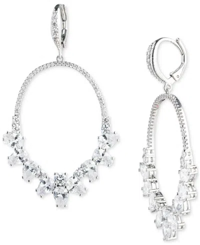Givenchy Silver-tone Mixed Cut Cubic Zirconia Open Drop Earrings In Crystal Wh