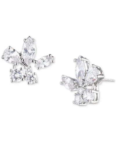 Givenchy Silver-tone Mixed Cut Cubic Zirconia Stud Earrings In Crystal Wh