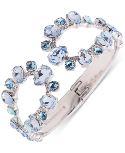 Givenchy Silver-tone Open Crystal Cuff Bracelet In Navy