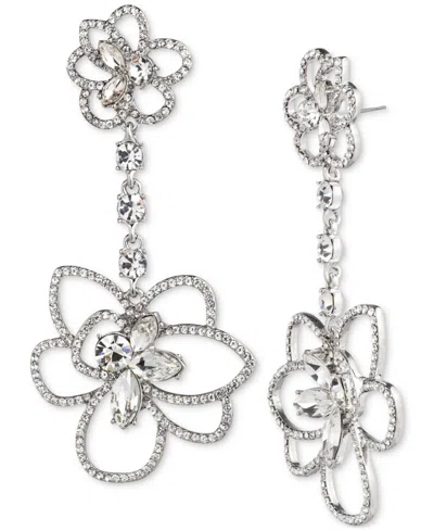 Givenchy Silver-tone Pave & Crystal Flower Statement Earrings In Crystal Wh