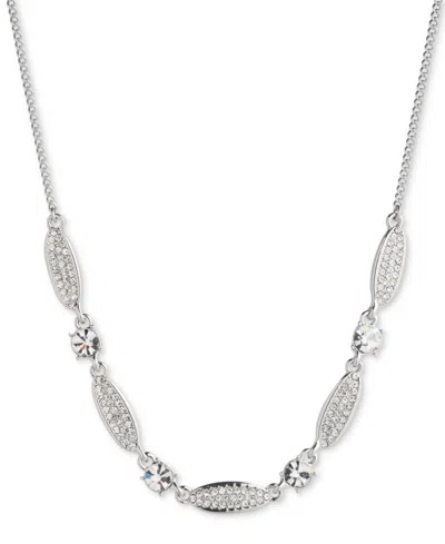 Givenchy Silver-tone Pave & Crystal Statement Necklace, 16" + 3" Extender