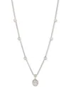 Givenchy Silver-tone Pave & Oval Crystal Halo Pendant Necklace, 16" + 3" Extender