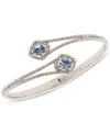 Givenchy Silver-tone Pave & Round Crystal Halo Bypass Bangle Bracelet
