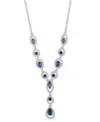 Givenchy Silver-tone Pave Stone Lariat Necklace, 16" + 3" Extender In Navy