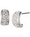 GIVENCHY SILVER-TONE SMALL PAVE HUGGIE HOOP EARRINGS, 0.54"