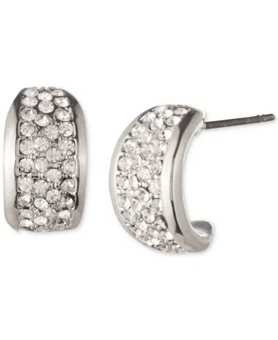 Givenchy Silver-tone Small Pave Huggie Hoop Earrings, 0.54"