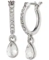 Givenchy Silver-tone Stone & Pave Dangle Small Huggie Hoop Earrings In White
