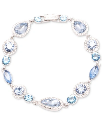 Givenchy Silver-tone Teardrop Round Crystal Flex Bracelet In Navy