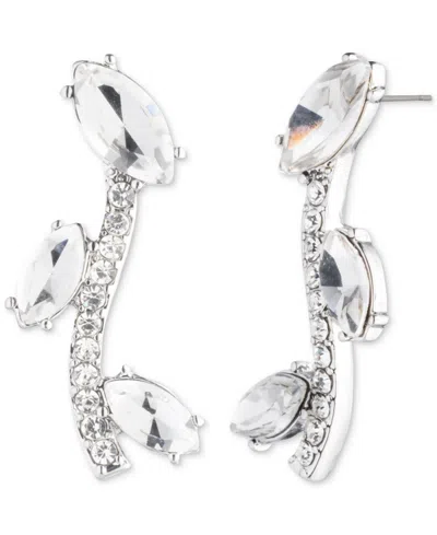 Givenchy Silver Tone Viney Crystal Crawler Earrings