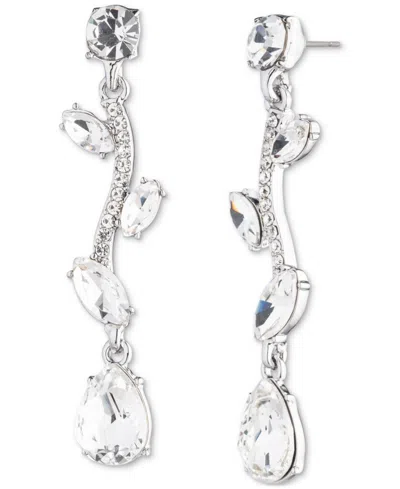 Givenchy Silver Tone Viney Linear Crystal Earrings