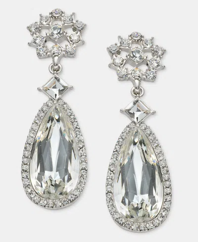 Givenchy Silver-tone Crystal Pear Stone Double Drop Dangle Earrings In Metallic