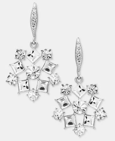 Givenchy Silver-tone Glass Crystal Cluster Drop Earrings