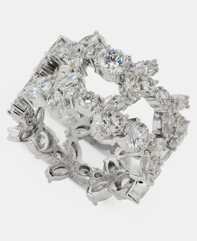 Givenchy Silver-tone Statement Drama Cubic Zirconia Two-row Ring In Metallic