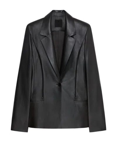 GIVENCHY SINGLE-BREASTED CLOAK LEATHER JACKET