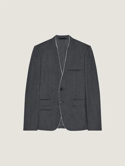 Givenchy Single-breasted Collarless Fitted Jacket In Flannel In Gray