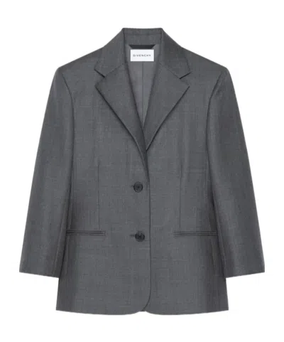 Givenchy Single-breasted Jacket In Wool In Gray