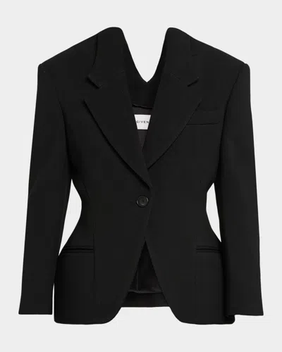 Givenchy Single-breasted Slashed Jacket In Black