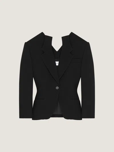 Givenchy Single-breasted Slashed Jacket In Wool In Black