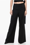 Givenchy Single-pleated Wool Blend Palazzo Pants With Raw-cut Detail