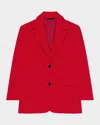 Givenchy Womens Dark Red Single-breasted Woven Blazer In Red