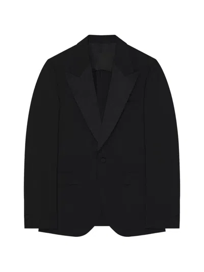 Givenchy Single-breasted Deconstructed Jacket In Wool And Mohair In Black