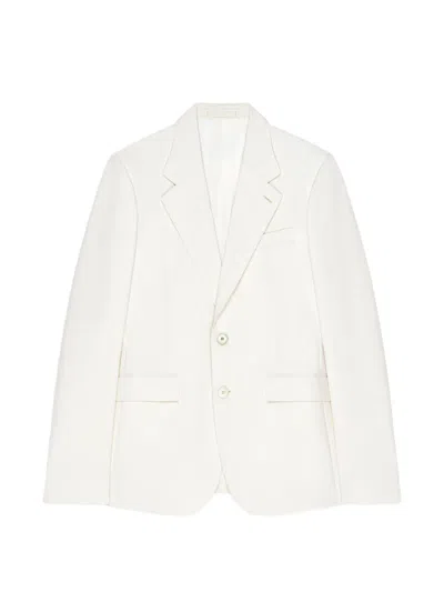 Givenchy Single-breasted Fitted Jacket In Wool And Mohair In White