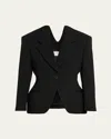 Givenchy Womens Black Single-breasted Cinched-waist Wool-blend Jacket In Black