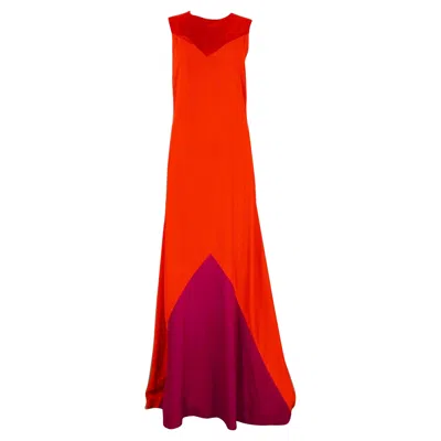 Pre-owned Givenchy Size 2 Red Purple Viscose Blend Sleeveless Gown Dress