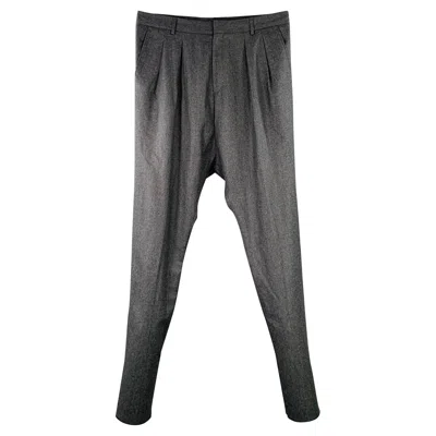 Pre-owned Givenchy Size 36 Grey Charcoal Wool Pleated Dress Pants In Gray
