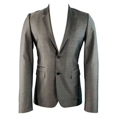 Pre-owned Givenchy Size 36 Grey Virgin Wool Silk Herringbone Notch Lapel Sport Coat In Gray