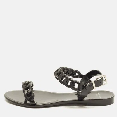 Pre-owned Givenchy Size 37 Black Jelly Chain Detail Flat Sandals