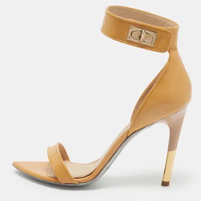 Pre-owned Givenchy Size 38.5 Beige Patent Leather Ankle Strap Sandals