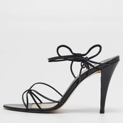 Pre-owned Givenchy Size 38.5 Black Leather And Suede Strappy Sandals