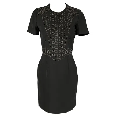 Pre-owned Givenchy Size 4 Black Gunmetal Polyester Short Sleeve Dress In Gray