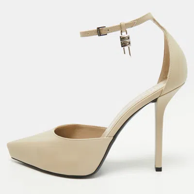 Pre-owned Givenchy Size 40 Beige Leather G Lock Ankle Strap Pumps In Sand