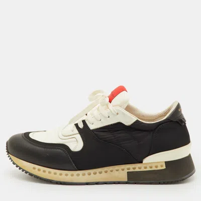 Pre-owned Givenchy Size 41.5 Black/white Leather And Fabric Low Top Sneakers