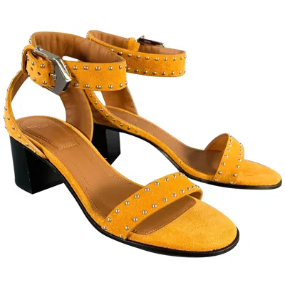 Pre-owned Givenchy Size 6 Mustard Yellow Suede Ankle Strap Sandals
