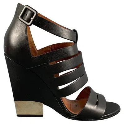Pre-owned Givenchy Size 6.5 Black Metal Wedge Sandals