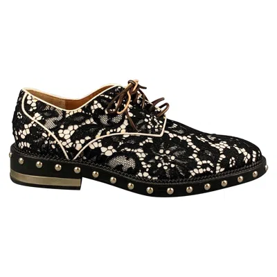 Pre-owned Givenchy Size 6.5 Black White Floral Lace Leather Shoes