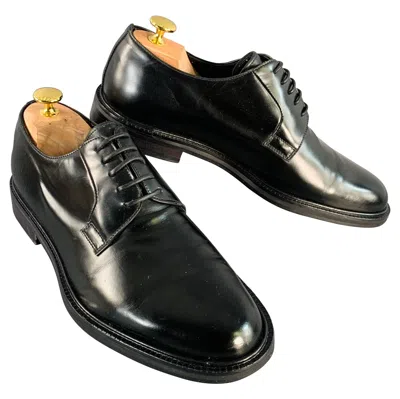 Pre-owned Givenchy Size 8 Black Leather Derby Lace-up Shoes
