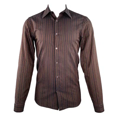 Pre-owned Givenchy Size M Black Orange Stripe Long Sleeve Shirt