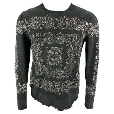 Pre-owned Givenchy Size S Black White Paisley Silk Distressed Pullover